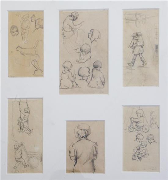 Dorothea Sharp (1874-1955) Studies of children largest 8.25 x 4.75in., framed as one